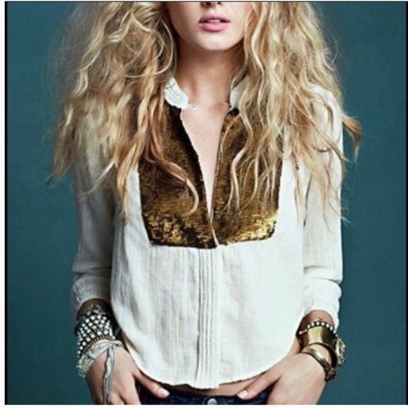 FP New Romantics Sequin Button Shirt top - Picture 2 of 6